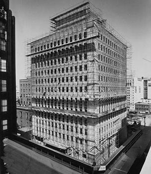 Superior Oil Company building nearing completion, 1956